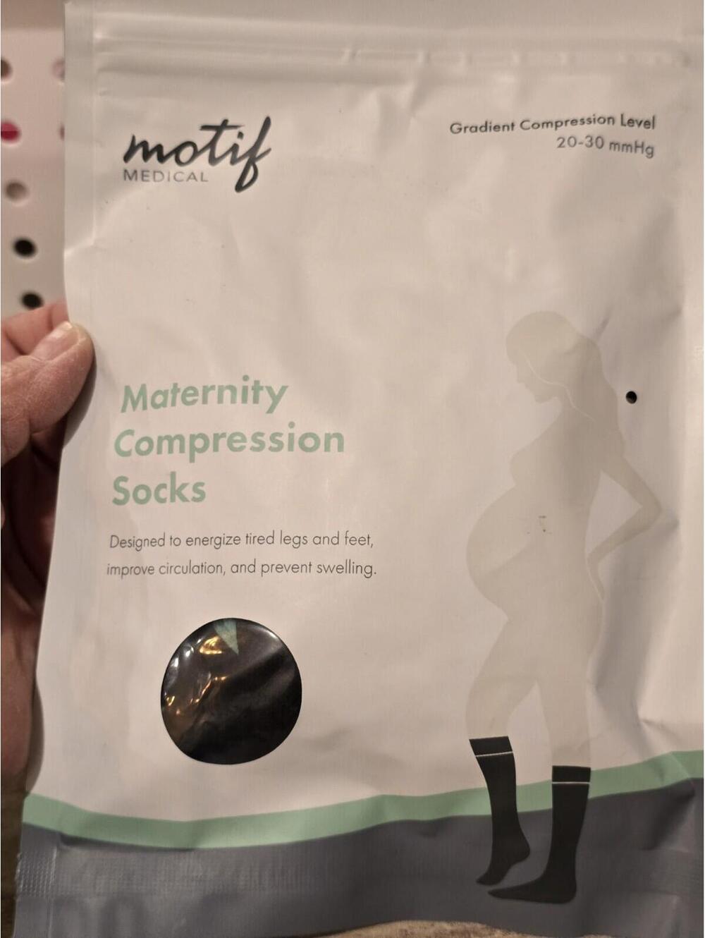 MOTIF Medical Maternity Compression Socks Sz Medium 20-30 mmHg Black